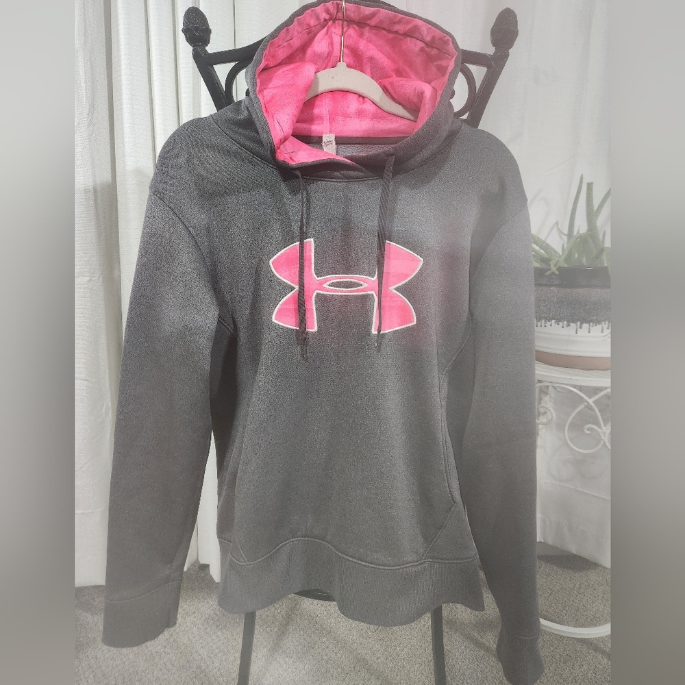 Women's UNDER ARMOUR Hoodie Breast Cancer Gray Pink M